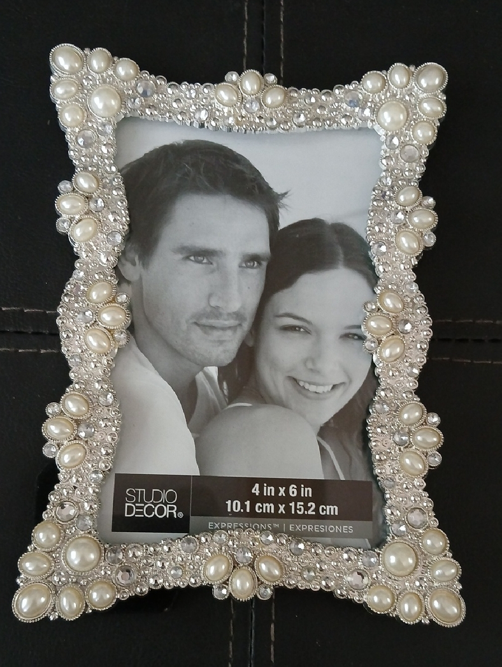 Studio Decor Pearl-Accented Silver Photo Frame - Cream and Silver